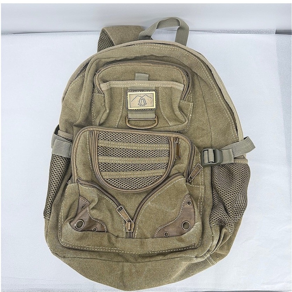 Canvas Backpack Multi-Pocket Tactical Hiking Rucksack Travel Gorpcore **READ